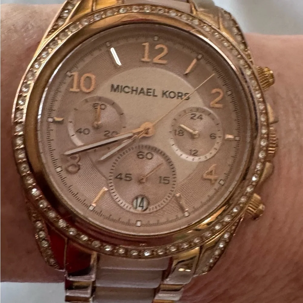Michael Kors Blair Rose Gold Blush Acetate Stainless Steel Watch